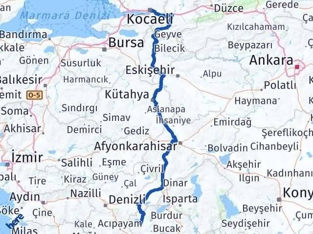 Burdur Yeşilova Kocaeli Arası Kaç Km - Yol Haritası