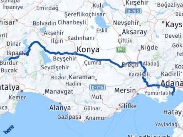 Burdur Yumurtalık Adana Arası Kaç Km - Yol Haritası
