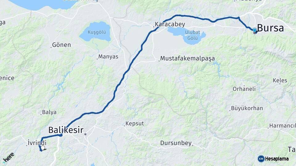 Bursa Altıeylül Balıkesir Arası Kaç Km - Yol Haritası