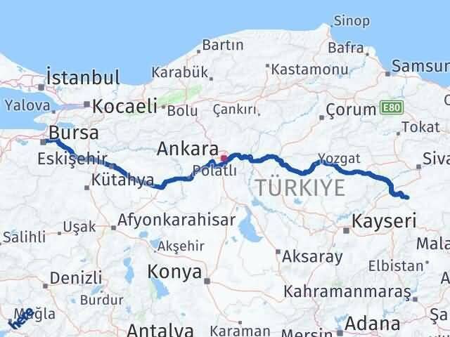 Bursa Altınyayla Sivas Arası Kaç Km - Yol Haritası