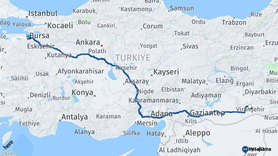 Bursa Artuklu Mardin Arası Kaç Km - Yol Haritası