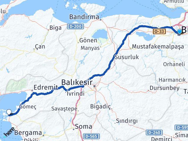 istanbul ayvalık arası kaç km