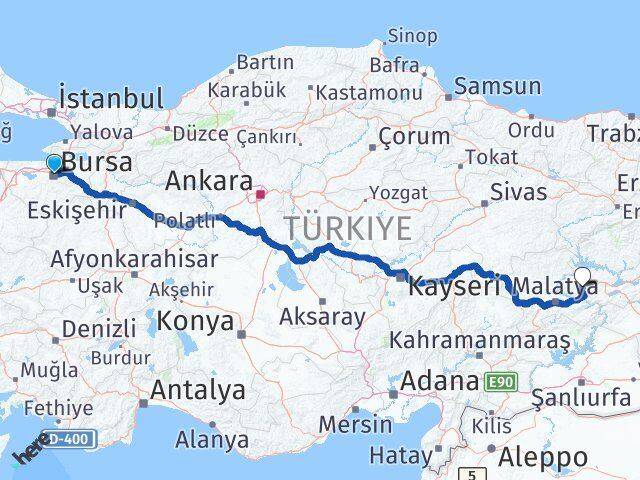 Bursa Baskil Elazığ Arası Kaç Km - Yol Haritası