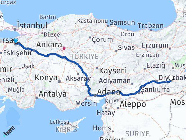 Bursa Beşiri Batman Arası Kaç Km - Yol Haritası