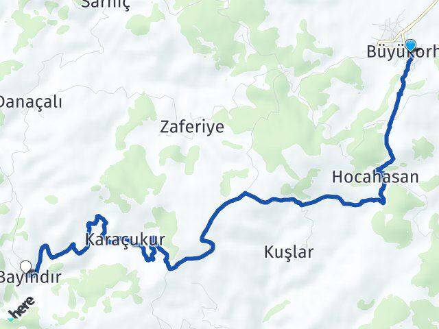 Bursa Büyükorhan Bayındır Büyükorhan Arası Kaç Km - Yol Haritası