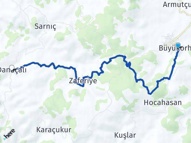 Bursa Büyükorhan Danaçalı Büyükorhan Arası Kaç Km - Yol Haritası