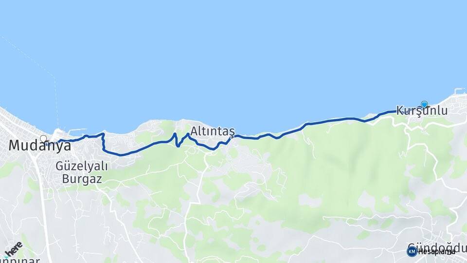 Bursa Gemlik Kurşunlu Mudanya Arası Kaç Km - Yol Haritası