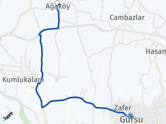 Bursa Gürsu Ağaköy Gürsu Arası Kaç Km - Yol Haritası