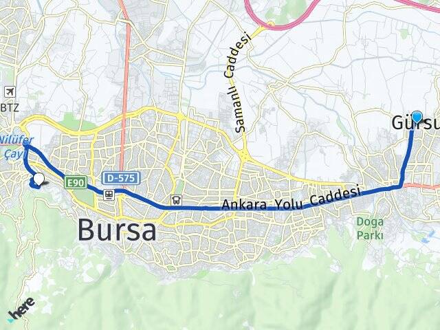 Bursa Gürsu Çekirge Osmangazi Arası Kaç Km - Yol Haritası