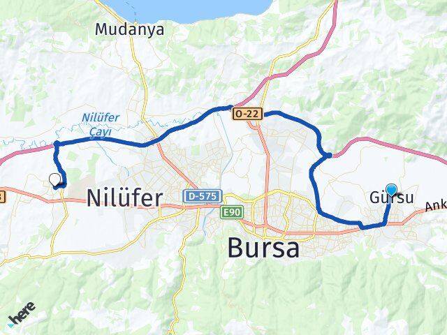 Bursa Gürsu Görükle Nilüfer Arası Kaç Km - Yol Haritası