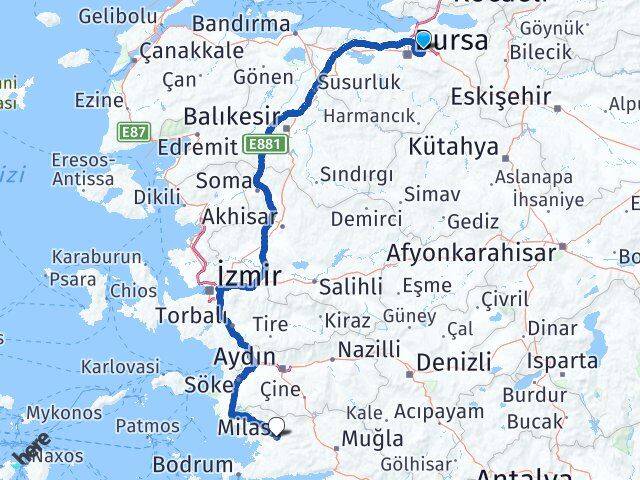Bursa Gürsu Milas Muğla Arası Kaç Saat? Yol Haritası, Yakıt, Rota ve Mesafe Hesaplama Bursa Gürsu Milas Muğla Arası Kaç Km? Kaç Saat? Yol Haritası