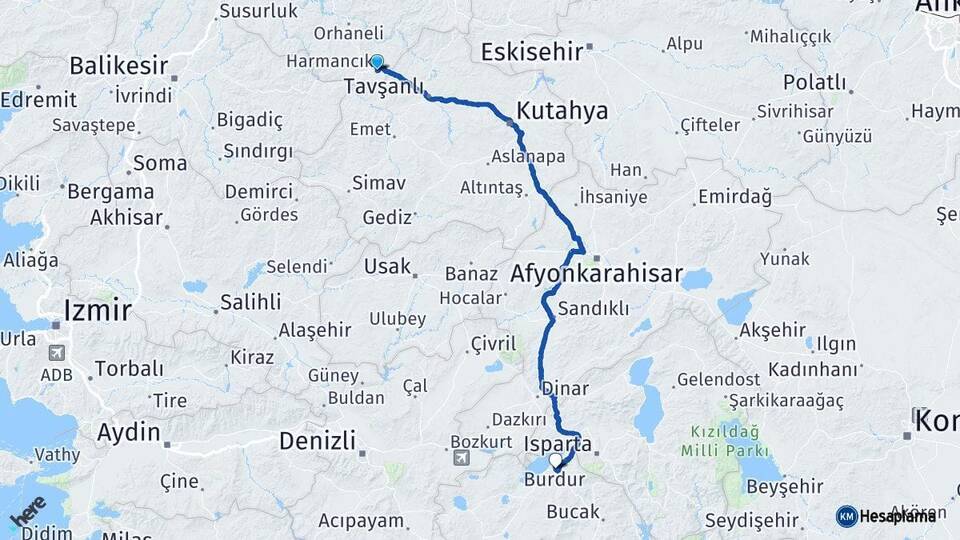 Inegol Burdur Arasi Kac Km Saat