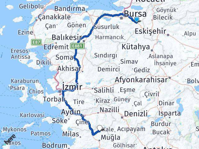 Bursa İnegöl Kavaklıdere Muğla Arası Kaç Saat? Yol Haritası, Yakıt, Rota ve Mesafe Hesaplama Bursa İnegöl Kavaklıdere Muğla Arası Kaç Km? Kaç Saat? Yol Haritası