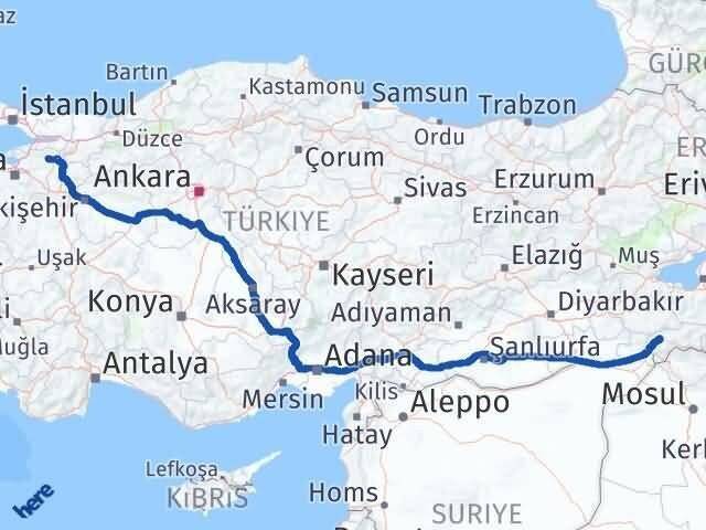 Bursa İznik Şırnak Arası Kaç Km - Yol Haritası