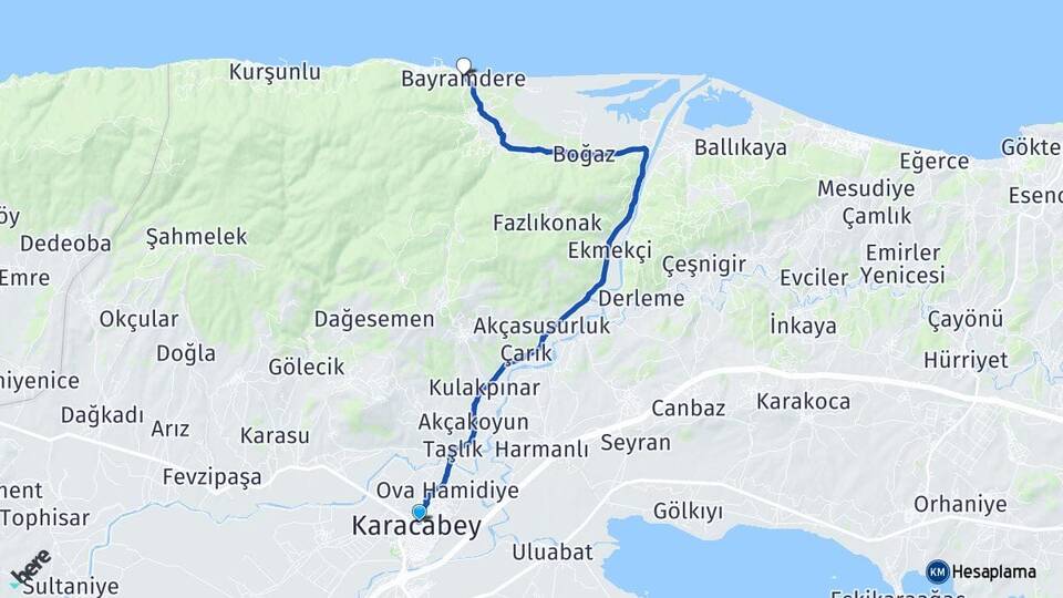 Bursa Karacabey Bayramdere Karacabey Arası Kaç Km - Yol Haritası