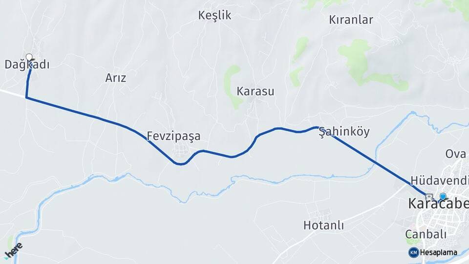 Bursa Karacabey Dağkadı Karacabey Arası Kaç Km - Yol Haritası