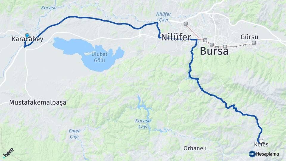 Bursa Karacabey Keles Arası Kaç Km - Yol Haritası