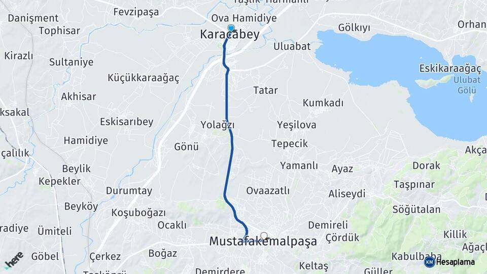 Bursa Karacabey Mustafakemalpaşa Arası Kaç Km - Yol Haritası