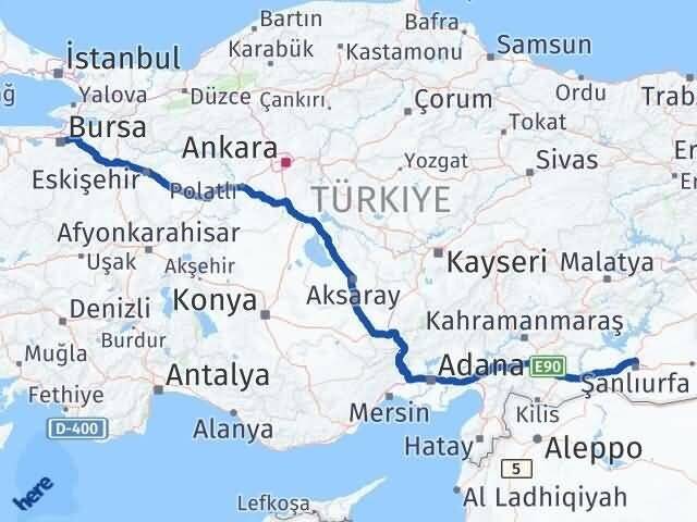 Bursa Karaköprü Şanlıurfa Arası Kaç Km - Yol Haritası