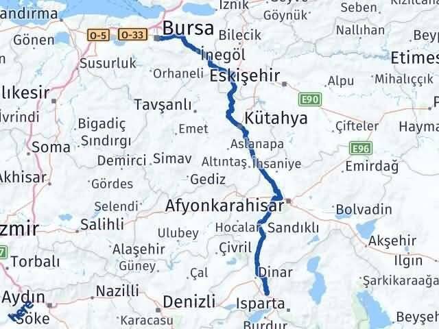 Bursa Keçiborlu Isparta Arası Kaç Km - Yol Haritası
