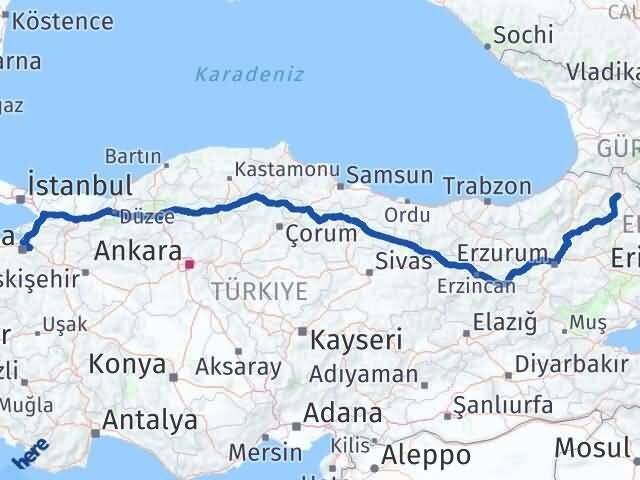 Bursa Kestel Ardahan Arası Kaç Km - Yol Haritası