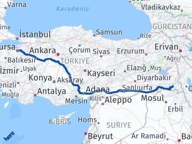 Bursa Kestel Hakkari Arası Kaç Km - Yol Haritası