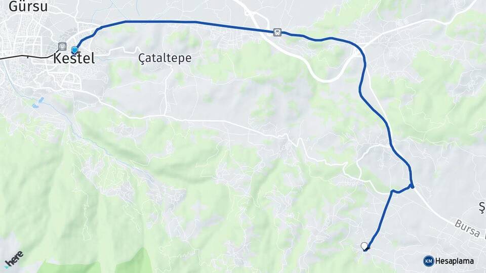Bursa Kestel Kozluören Kestel Arası Kaç Km - Yol Haritası