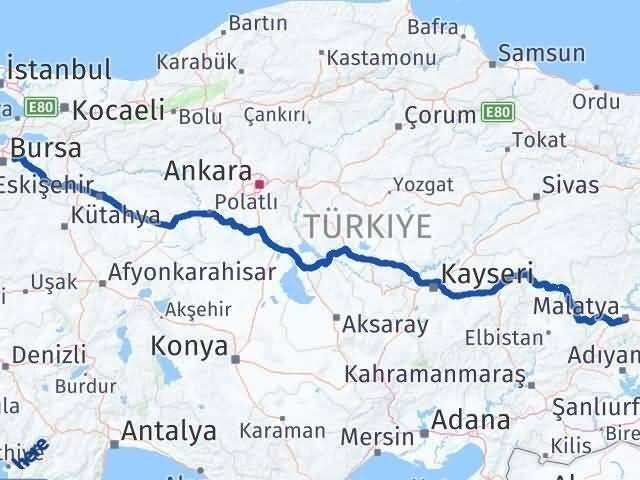 Bursa Kestel Malatya Arası Kaç Km - Yol Haritası