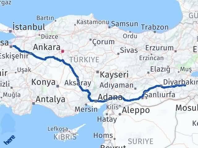 Bursa Kestel Siirt Arası Kaç Km - Yol Haritası