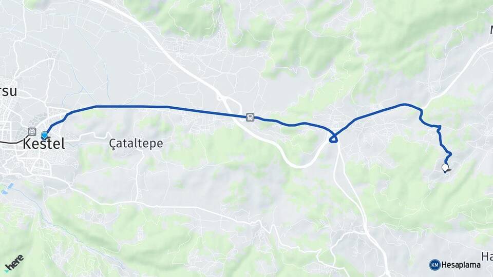 Bursa Kestel Yağmurlu Kestel Arası Kaç Km - Yol Haritası