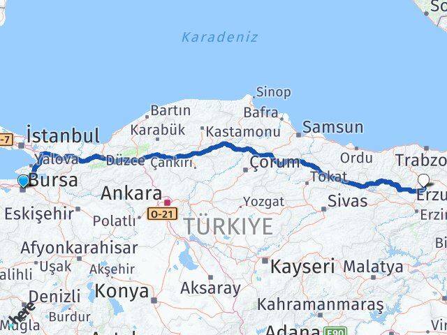 Bursa Köse Gümüşhane Arası Kaç Km - Yol Haritası