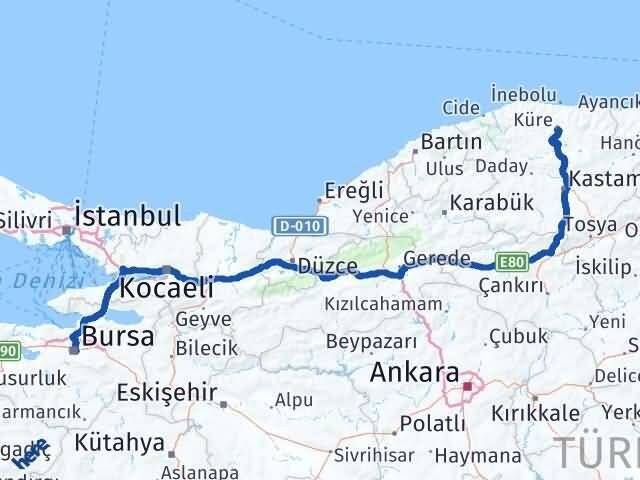 Bursa Küre Kastamonu Arası Kaç Saat? Yol Haritası, Yakıt, Rota ve Mesafe Hesaplama Bursa Küre Kastamonu Arası Kaç Km? Kaç Saat? Yol Haritası