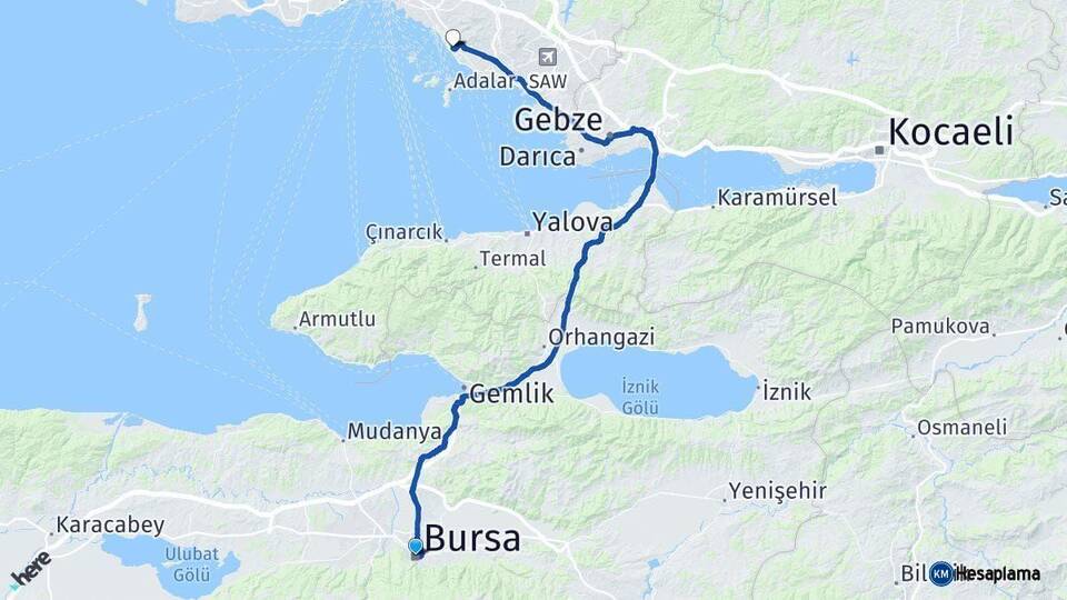 Bursa Maltepe İstanbul Arası Kaç Km - Yol Haritası