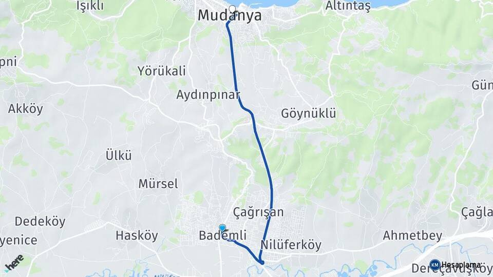 Bursa Mudanya Bademli Mudanya Arası Kaç Km - Yol Haritası