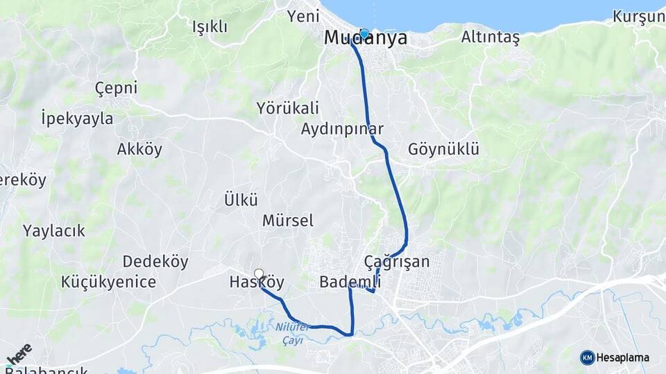 Bursa Mudanya Hasköy Mudanya Arası Kaç Km - Yol Haritası