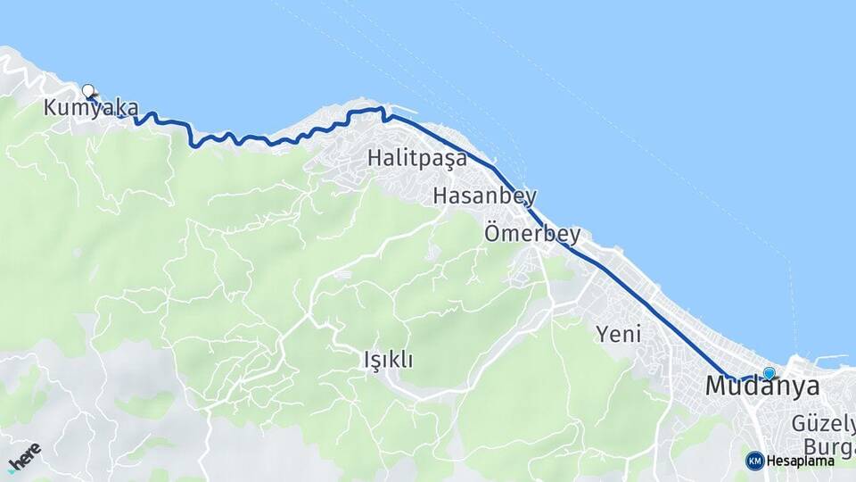 Bursa Mudanya Kumyaka Mudanya Arası Kaç Km - Yol Haritası