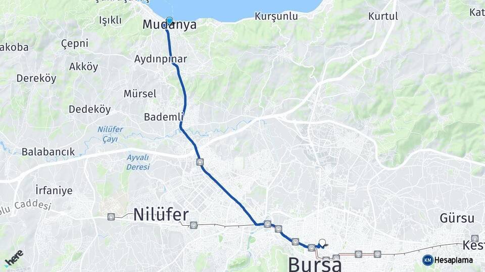 Bursa Mudanya Osmangazi Arası Kaç Km - Yol Haritası