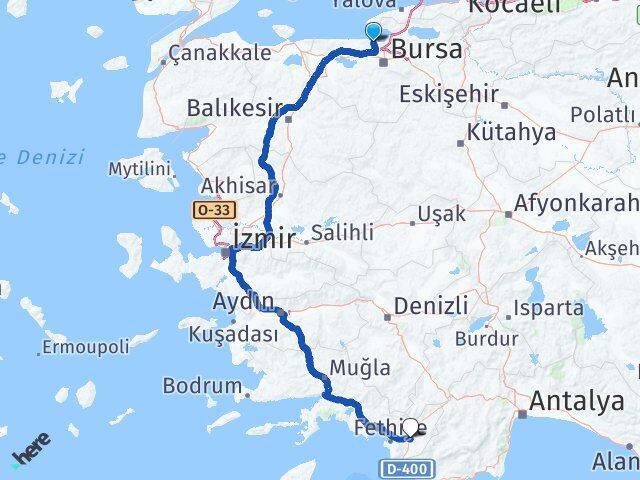 Bursa Mudanya Seydikemer Muğla Arası Kaç Saat? Yol Haritası, Yakıt, Rota ve Mesafe Hesaplama Bursa Mudanya Seydikemer Muğla Arası Kaç Km? Kaç Saat? Yol Haritası