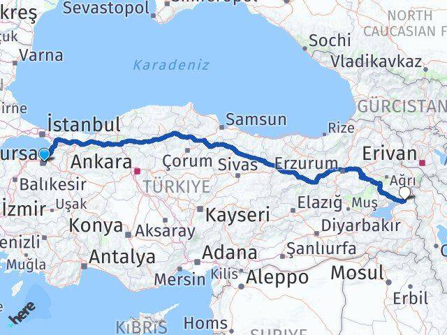 Bursa Muradiye Van Arası Kaç Km - Yol Haritası
