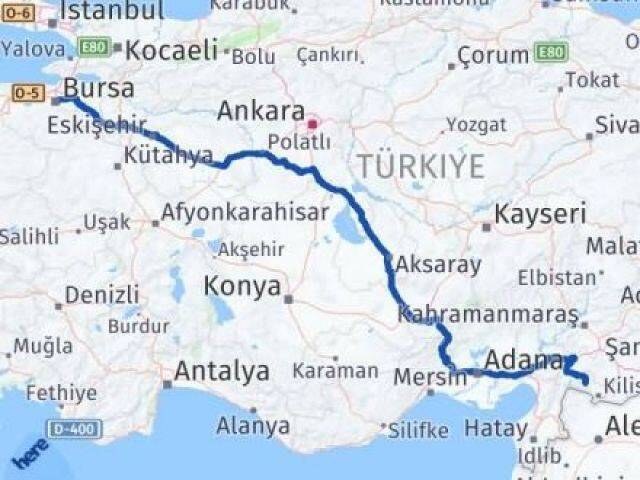 Bursa Musabeyli Kilis Arası Kaç Km - Yol Haritası