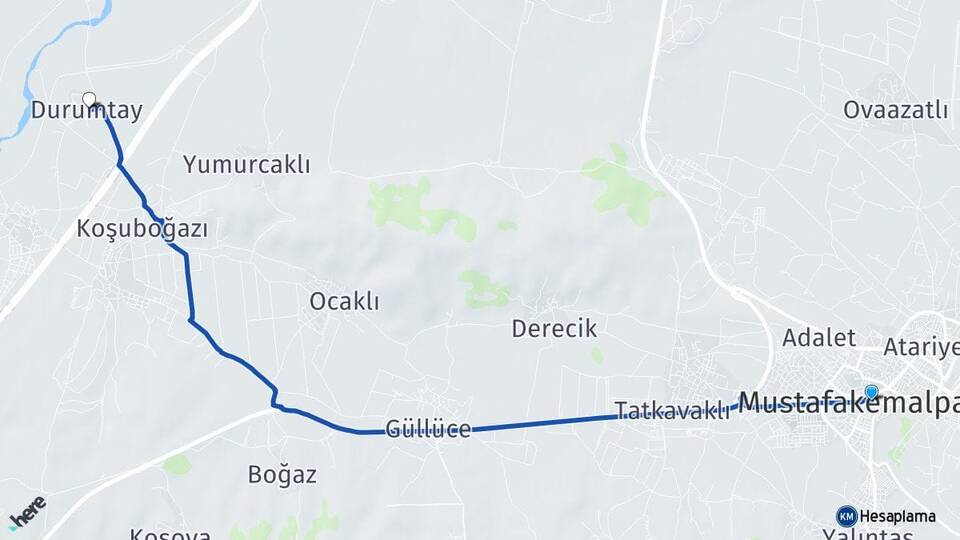 Bursa Mustafakemalpaşa Durumtay Mustafakemalpaşa Arası Kaç Km - Yol Haritası