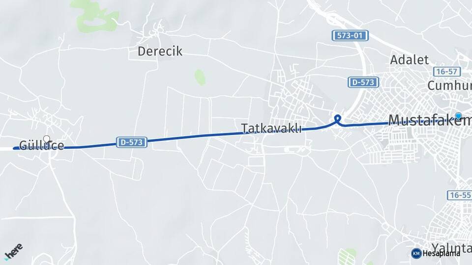 Bursa Mustafakemalpaşa Güllüce Mustafakemalpaşa Arası Kaç Km - Yol Haritası