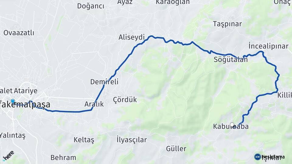 Bursa Mustafakemalpaşa Kabulbaba Mustafakemalpaşa Arası Kaç Km - Yol Haritası