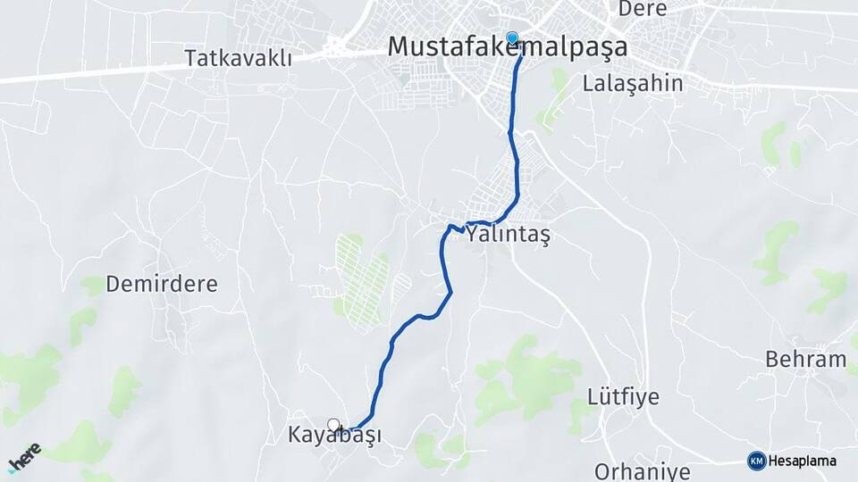 Bursa Mustafakemalpaşa Kayabaşı Mustafakemalpaşa Arası Kaç Km - Yol Haritası