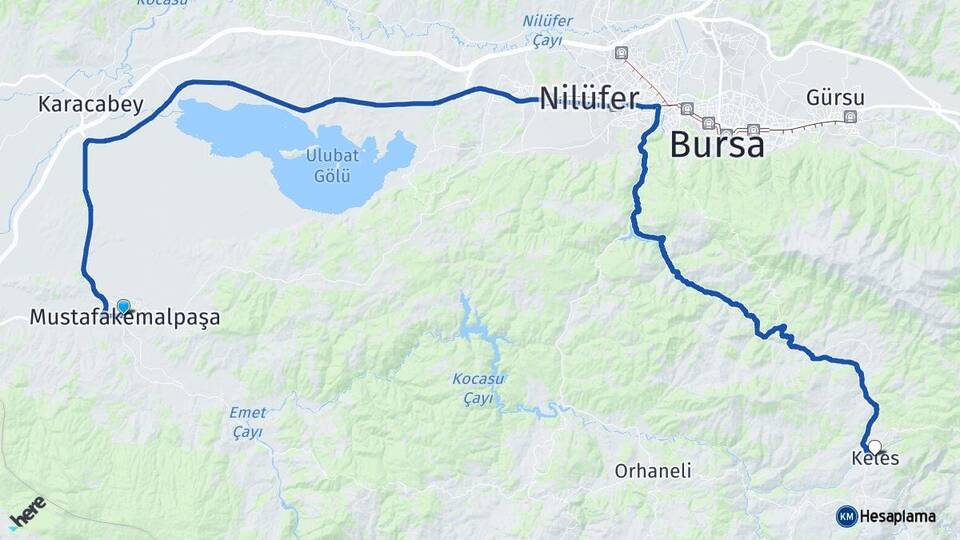 Bursa Mustafakemalpaşa Keles Arası Kaç Km - Yol Haritası