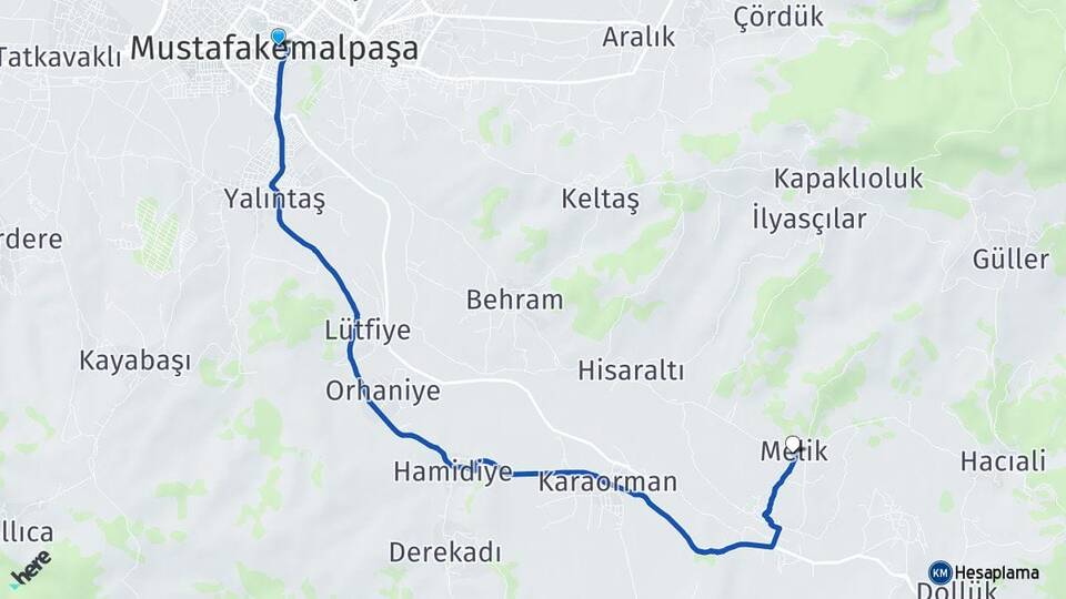 Bursa Mustafakemalpaşa Melik Mustafakemalpaşa Arası Kaç Km - Yol Haritası