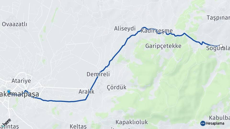 Bursa Mustafakemalpaşa Söğütalan Mustafakemalpaşa Arası Kaç Km - Yol Haritası