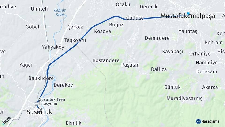 Bursa Mustafakemalpaşa Susurluk Balıkesir Arası Kaç Km - Yol Haritası