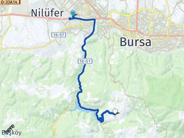 Bursa Nilüfer Ataevler Osmangazi Arası Kaç Km - Yol Haritası
