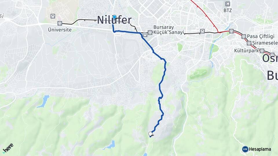 Bursa Nilüfer Dağyenice Nilüfer Arası Kaç Km - Yol Haritası